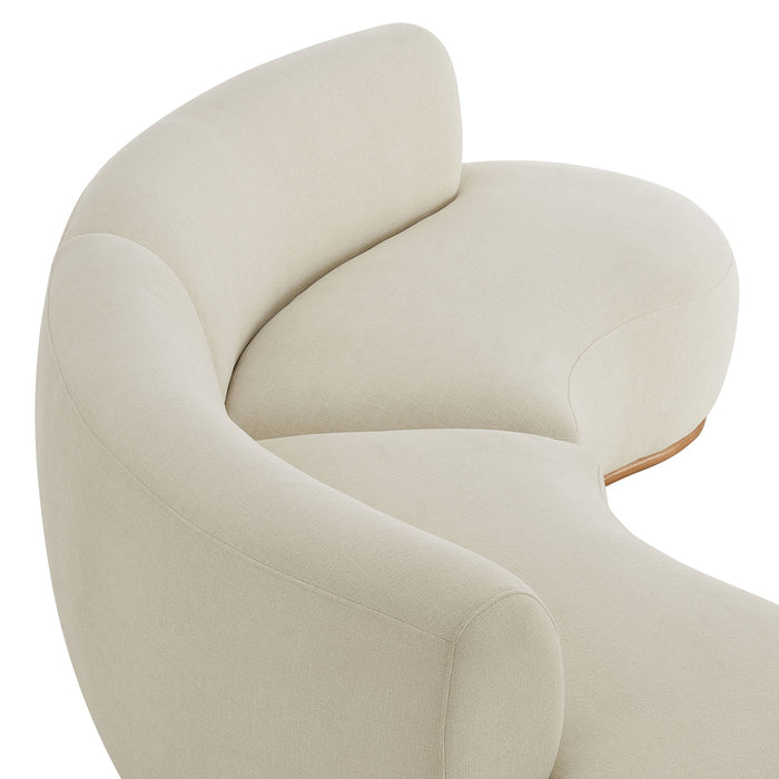 Modway Rialta 2 Piece Curved Slub Weave Fabric Sectional Sofa in Ecru - lifestyle view
