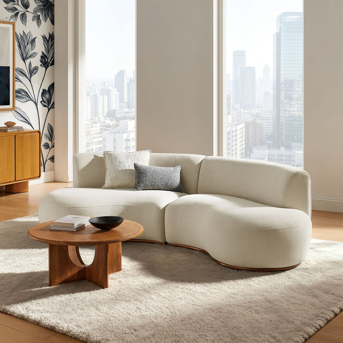 Modway Rialta 2 Piece Curved Slub Weave Fabric Sectional Sofa in Ecru - lifestyle view 21