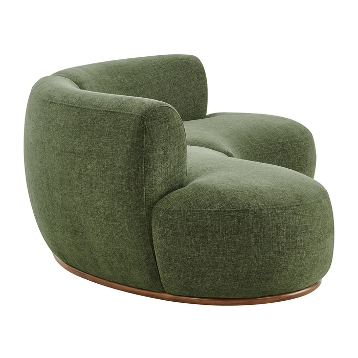 Modway Rialta 2 Piece Curved Slub Weave Fabric Sectional Sofa in Foliage - angled view