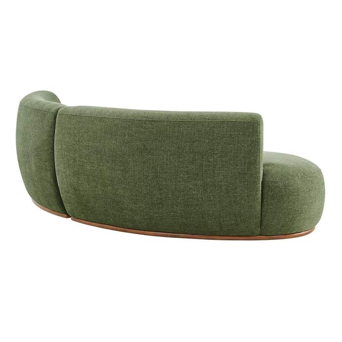 Modway Rialta 2 Piece Curved Slub Weave Fabric Sectional Sofa in Foliage - side view