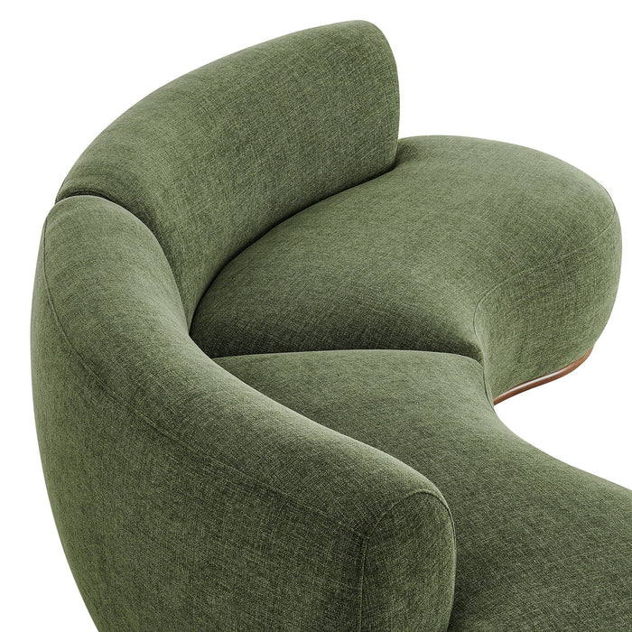 Modway Rialta 2 Piece Curved Slub Weave Fabric Sectional Sofa in Foliage - lifestyle view