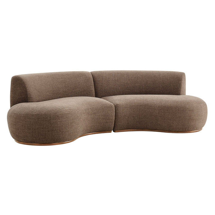 Modway Rialta 2 Piece Curved Slub Weave Fabric Sectional Sofa in Mocha - front view