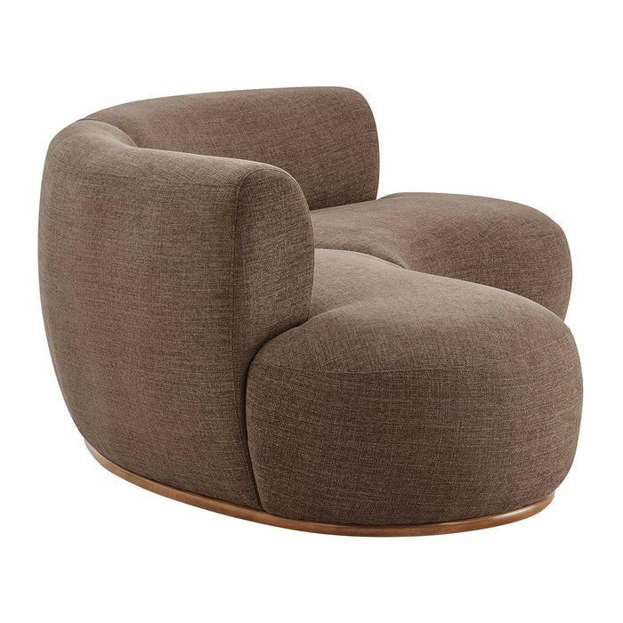 Modway Rialta 2 Piece Curved Slub Weave Fabric Sectional Sofa in Mocha - angled view