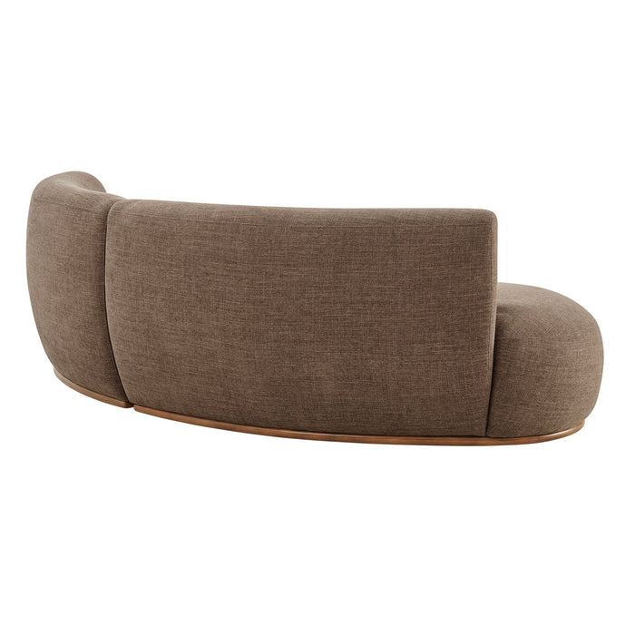 Modway Rialta 2 Piece Curved Slub Weave Fabric Sectional Sofa in Mocha - side view