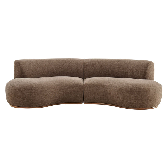 Modway Rialta 2 Piece Curved Slub Weave Fabric Sectional Sofa in Mocha - detail view