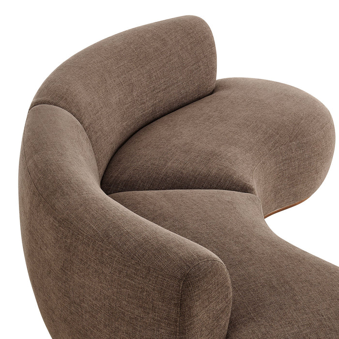 Modway Rialta 2 Piece Curved Slub Weave Fabric Sectional Sofa in Mocha - lifestyle view