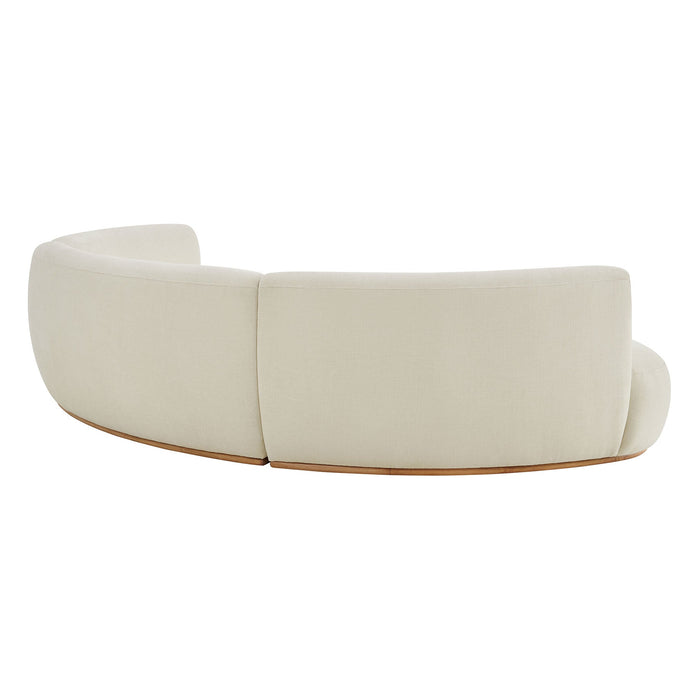 Modway Rialta 3 Piece Curved Slub Weave Fabric Sectional Sofa in Ecru - side view