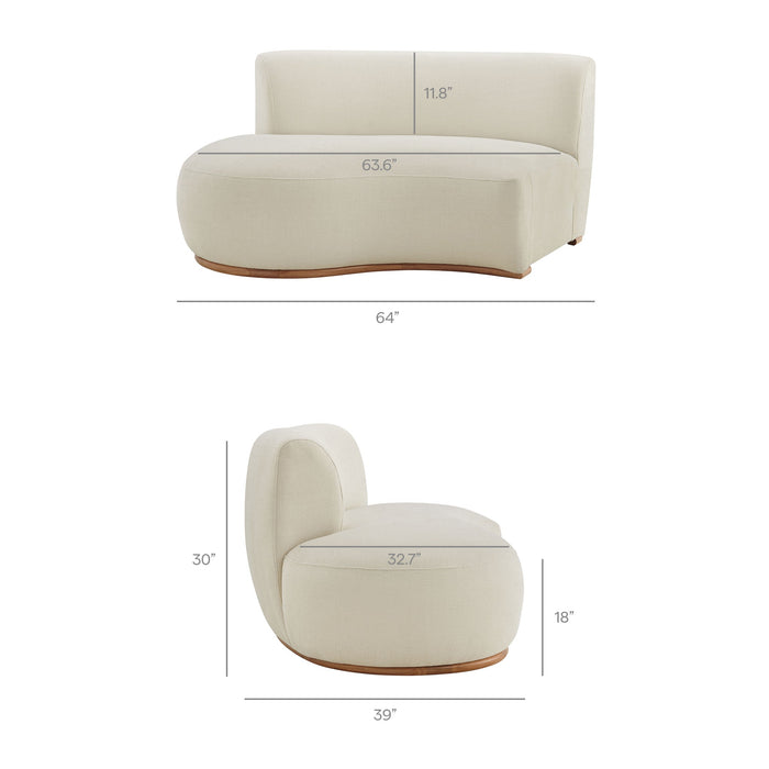 Modway Rialta 3 Piece Curved Slub Weave Fabric Sectional Sofa in Ecru - dimensions and specifications 31