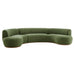 Modway Rialta 3 Piece Curved Slub Weave Fabric Sectional Sofa in Foliage - front view
