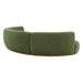 Modway Rialta 3 Piece Curved Slub Weave Fabric Sectional Sofa in Foliage - side view