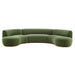 Modway Rialta 3 Piece Curved Slub Weave Fabric Sectional Sofa in Foliage - detail view