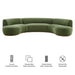 Modway Rialta 3 Piece Curved Slub Weave Fabric Sectional Sofa in Foliage - dimensions and specifications