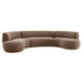 Modway Rialta 3 Piece Curved Slub Weave Fabric Sectional Sofa in Mocha - front view