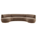 Modway Rialta 3 Piece Curved Slub Weave Fabric Sectional Sofa in Mocha - detail view