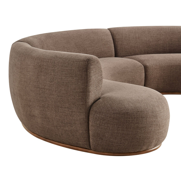 Modway Rialta 3 Piece Curved Slub Weave Fabric Sectional Sofa in Mocha - lifestyle view