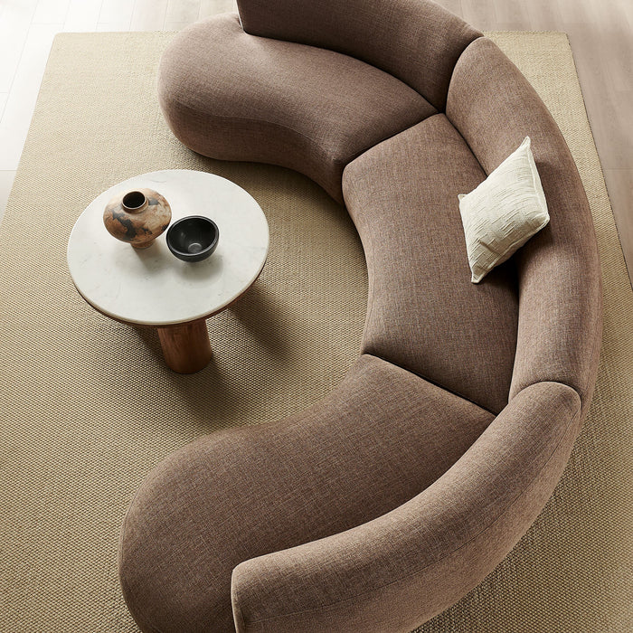 Modway Rialta 3 Piece Curved Slub Weave Fabric Sectional Sofa in Mocha - lifestyle view 16