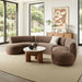 Modway Rialta 3 Piece Curved Slub Weave Fabric Sectional Sofa in Mocha - lifestyle view 19