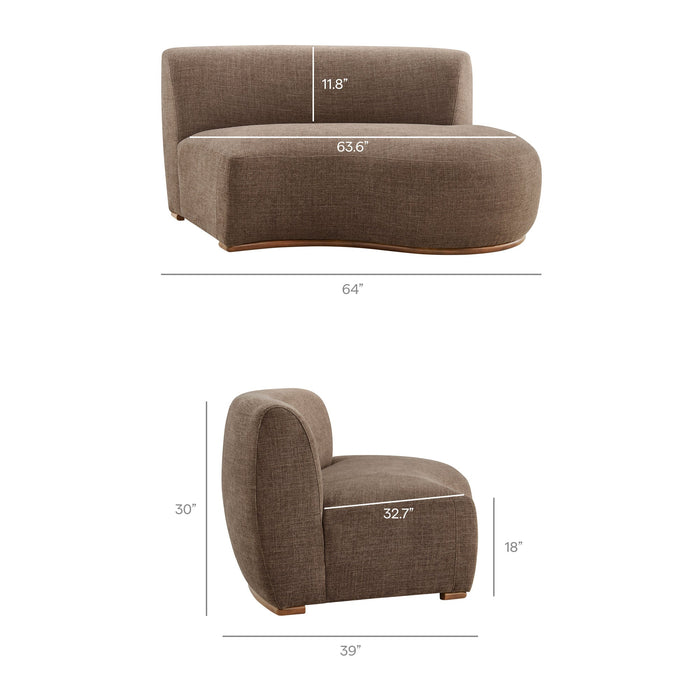 Modway Rialta 3 Piece Curved Slub Weave Fabric Sectional Sofa in Mocha - dimensions and specifications 25