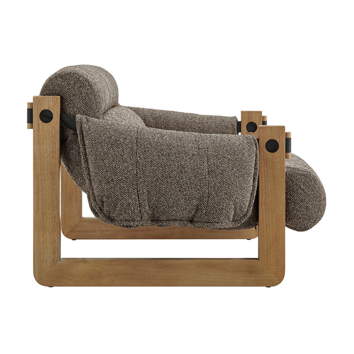 Modway Sorelle Upholstered Fabric Sling Lounge Chair in Dark Brown Earth - angled view