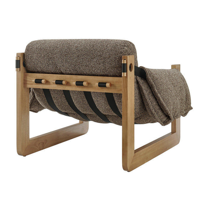 Modway Sorelle Upholstered Fabric Sling Lounge Chair in Dark Brown Earth - side view