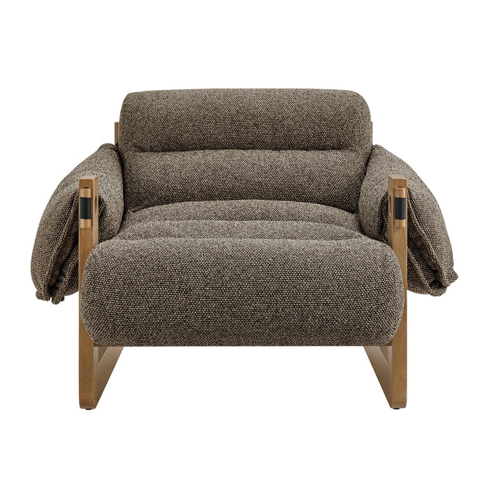 Modway Sorelle Upholstered Fabric Sling Lounge Chair in Dark Brown Earth - detail view