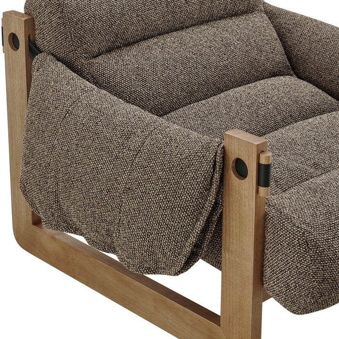 Modway Sorelle Upholstered Fabric Sling Lounge Chair in Dark Brown Earth - lifestyle view