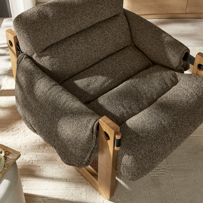 Modway Sorelle Upholstered Fabric Sling Lounge Chair in Dark Brown Earth - lifestyle view 11