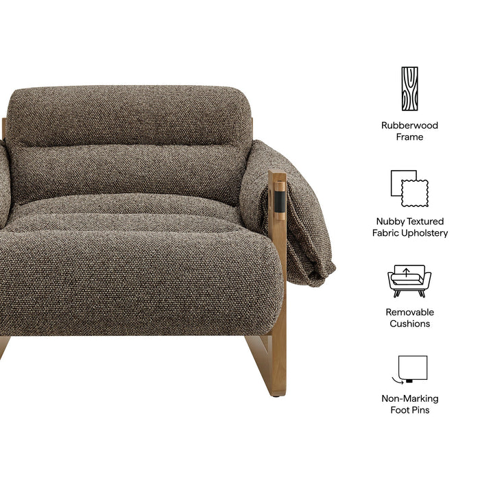 Modway Sorelle Upholstered Fabric Sling Lounge Chair in Dark Brown Earth - dimensions and specifications
