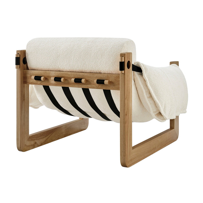 Modway Sorelle Upholstered Fabric Sling Lounge Chair in Oak Cream - side view
