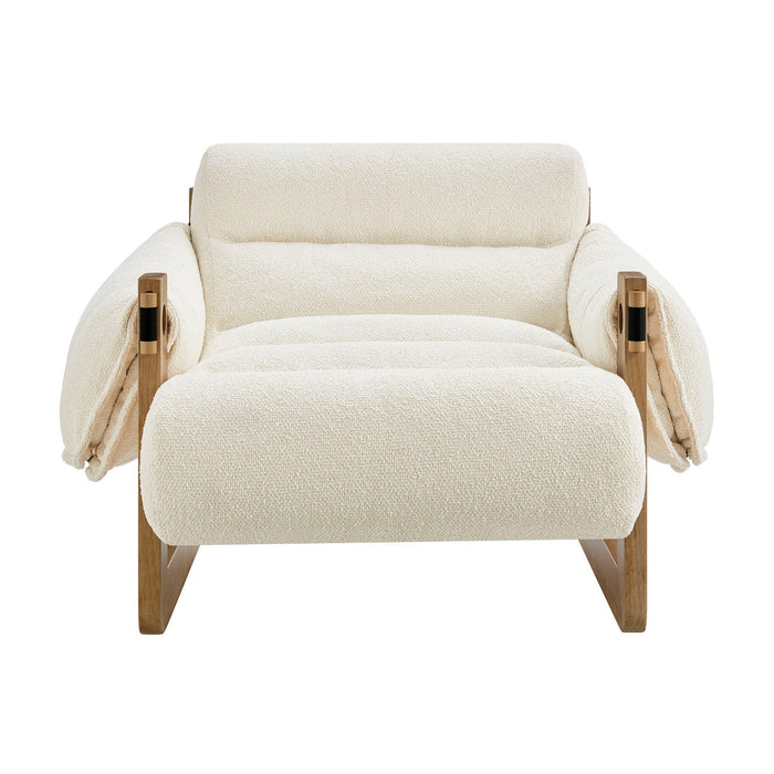 Modway Sorelle Upholstered Fabric Sling Lounge Chair in Oak Cream - detail view