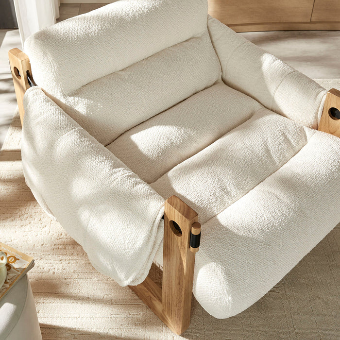 Modway Sorelle Upholstered Fabric Sling Lounge Chair in Oak Cream - lifestyle view 12