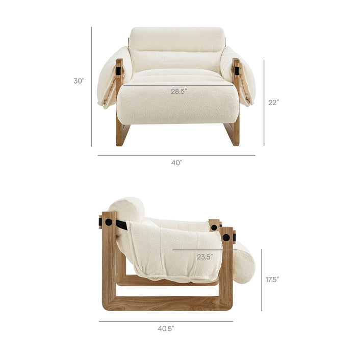 Modway Sorelle Upholstered Fabric Sling Lounge Chair in Oak Cream - dimensions and specifications 18
