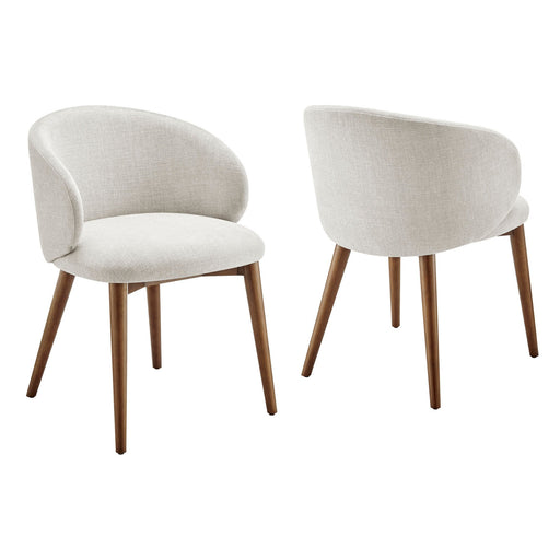 Modway Anelle Upholstered Fabric Dining Chairs Set of 2 in Linen - front view