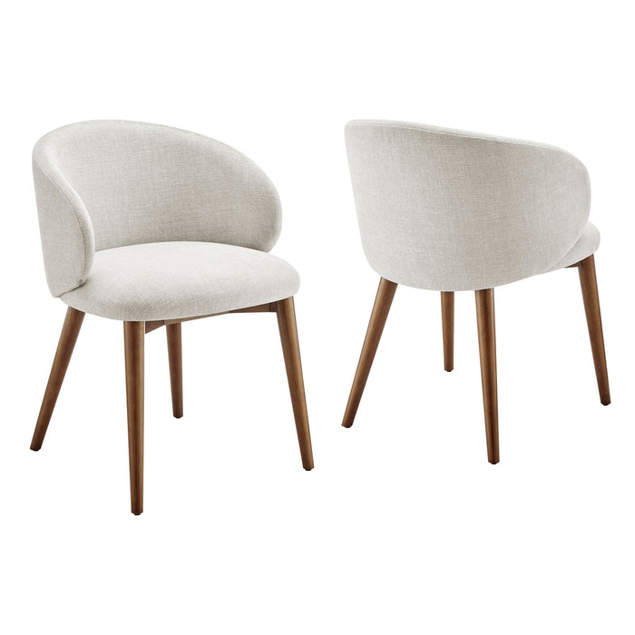 Modway Anelle Upholstered Fabric Dining Chairs Set of 2 in Linen - front view
