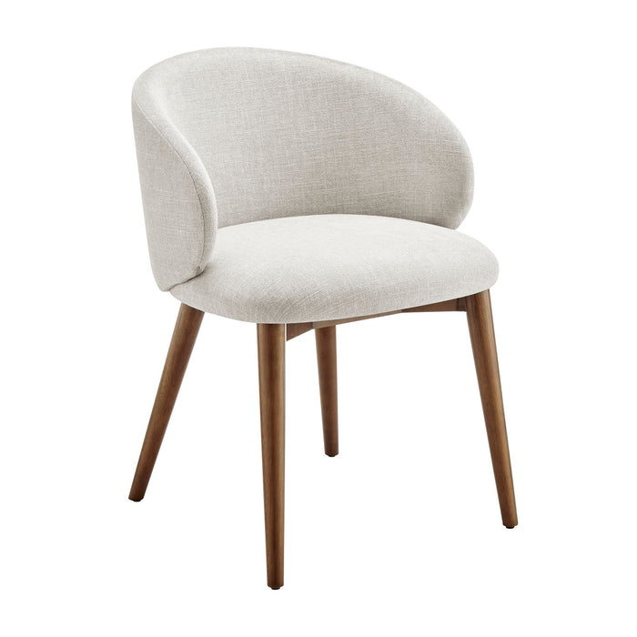 Modway Anelle Upholstered Fabric Dining Chairs Set of 2 in Linen - angled view