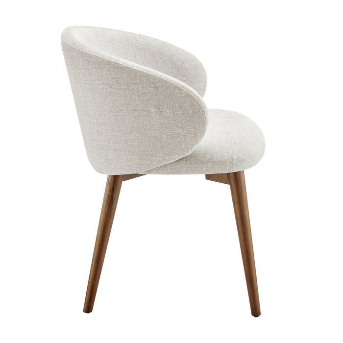Modway Anelle Upholstered Fabric Dining Chairs Set of 2 in Linen - side view