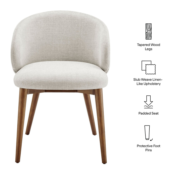 Modway Anelle Upholstered Fabric Dining Chairs Set of 2 in Linen - dimensions and specifications