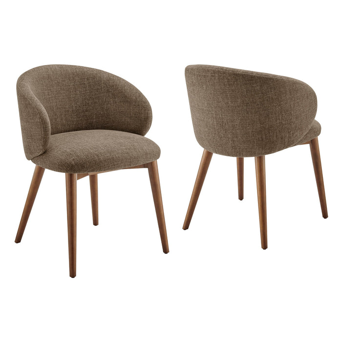 Modway Anelle Upholstered Fabric Dining Chairs Set of 2 in Mocha - front view