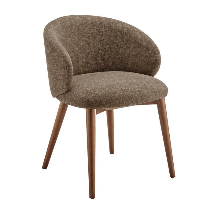 Modway Anelle Upholstered Fabric Dining Chairs Set of 2 in Mocha - angled view
