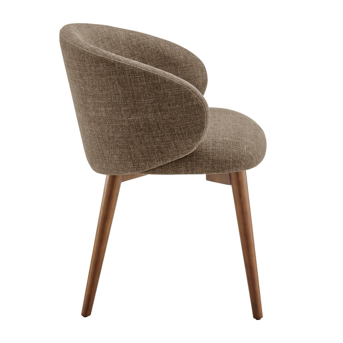 Modway Anelle Upholstered Fabric Dining Chairs Set of 2 in Mocha - side view