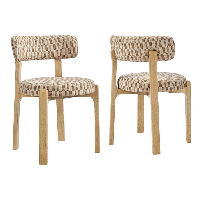 Modway Marsha Retro Upholstered Fabric Dining Chairs Set of 2 in Mineral - front view