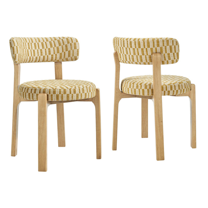 Modway Marsha Retro Upholstered Fabric Dining Chairs Set of 2 in Sunrise - front view