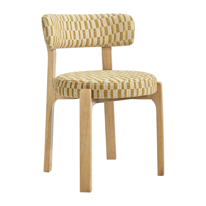 Modway Marsha Retro Upholstered Fabric Dining Chairs Set of 2 in Sunrise - angled view