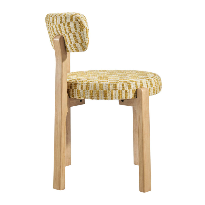 Modway Marsha Retro Upholstered Fabric Dining Chairs Set of 2 in Sunrise - side view
