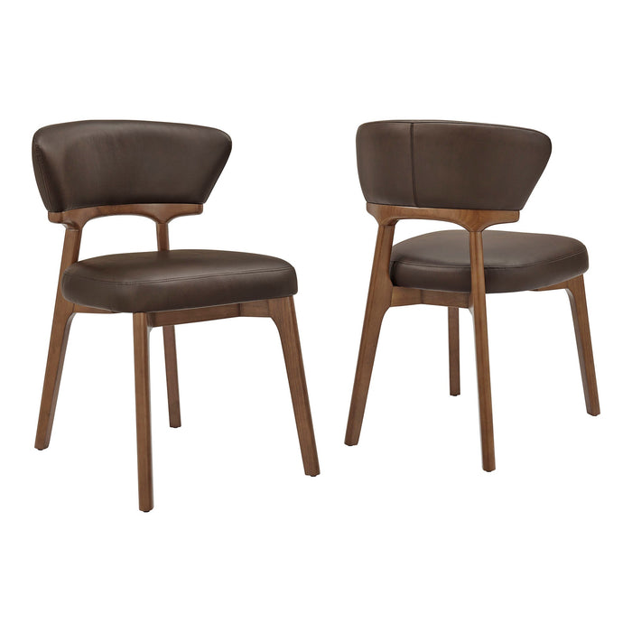 Modway Daphne Vegan Leather Dining Chairs Set of 2 in Espresso - front view