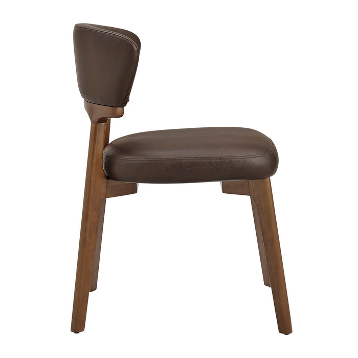 Modway Daphne Vegan Leather Dining Chairs Set of 2 in Espresso - side view