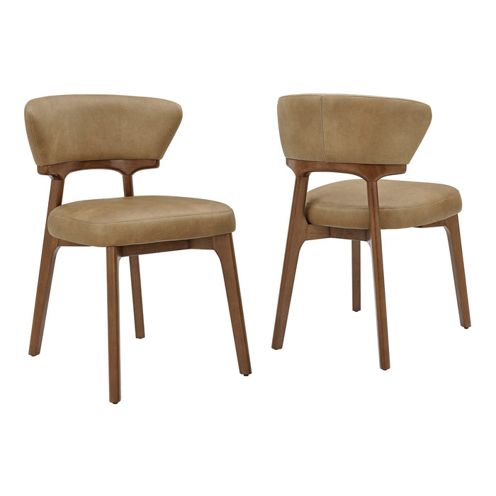 Modway Daphne Vegan Leather Dining Chairs Set of 2 in Toast - front view