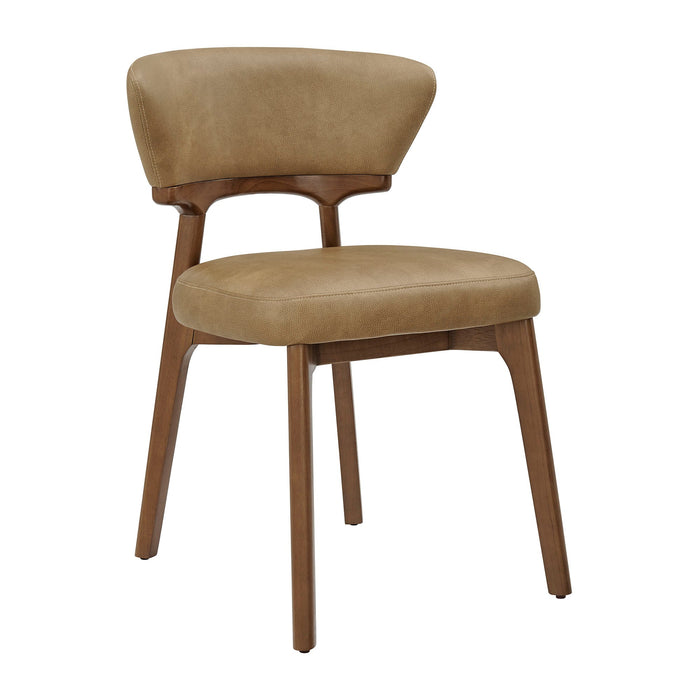 Modway Daphne Vegan Leather Dining Chairs Set of 2 in Toast - angled view