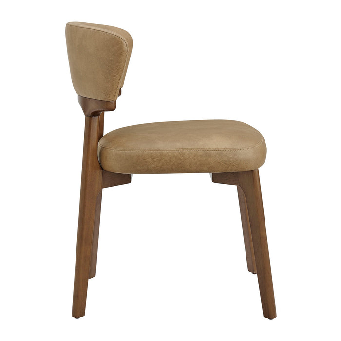 Modway Daphne Vegan Leather Dining Chairs Set of 2 in Toast - side view