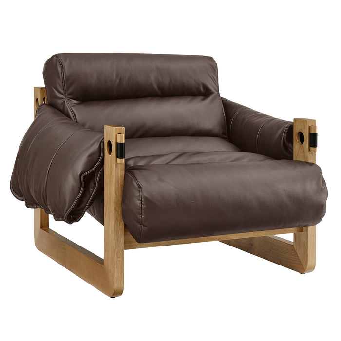 Modway Sorelle Vegan Leather Sling Lounge Chair in Espresso - front view